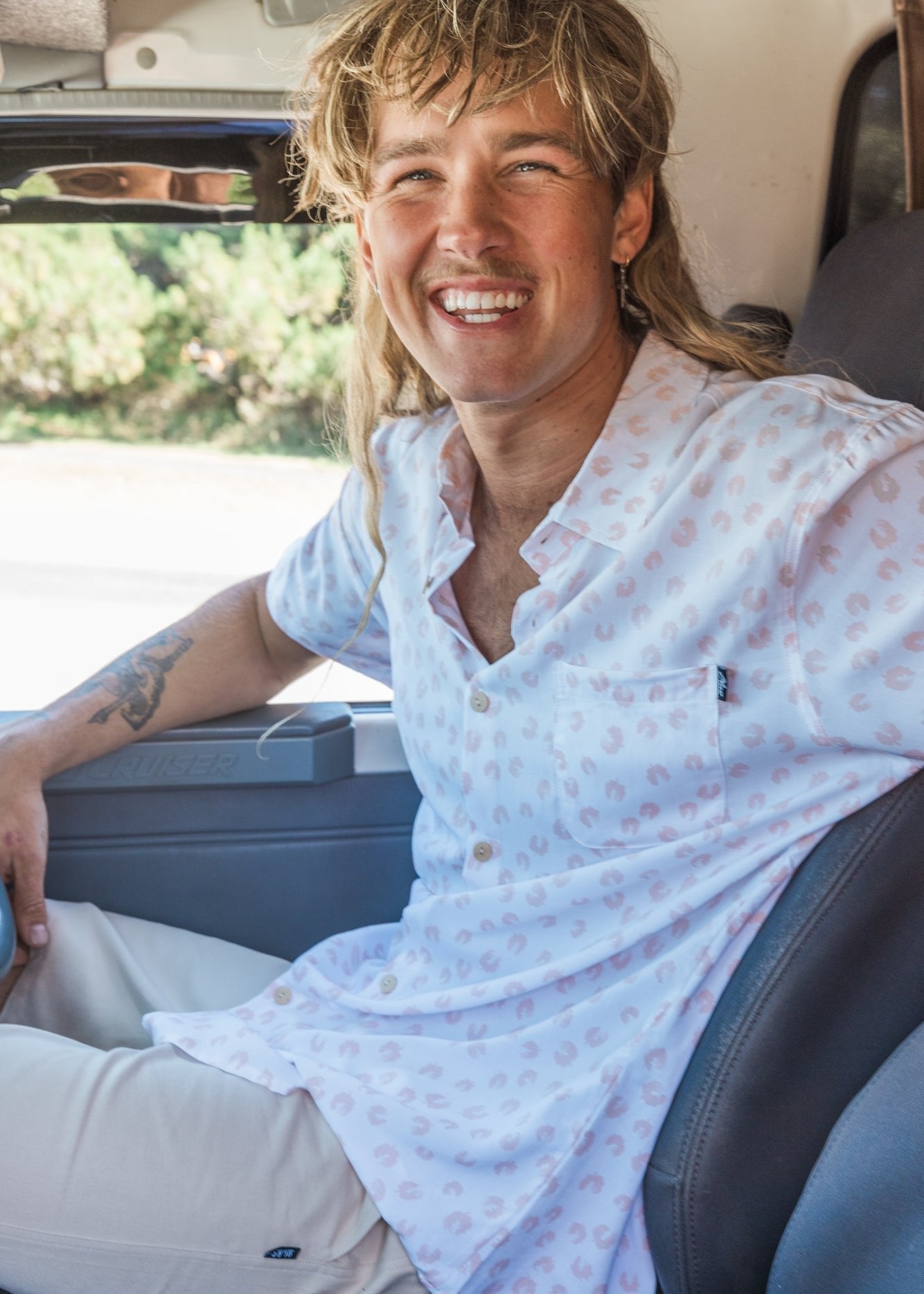 LEOPARD BUTTON UP PINK - OLAS SUPPLY CO.