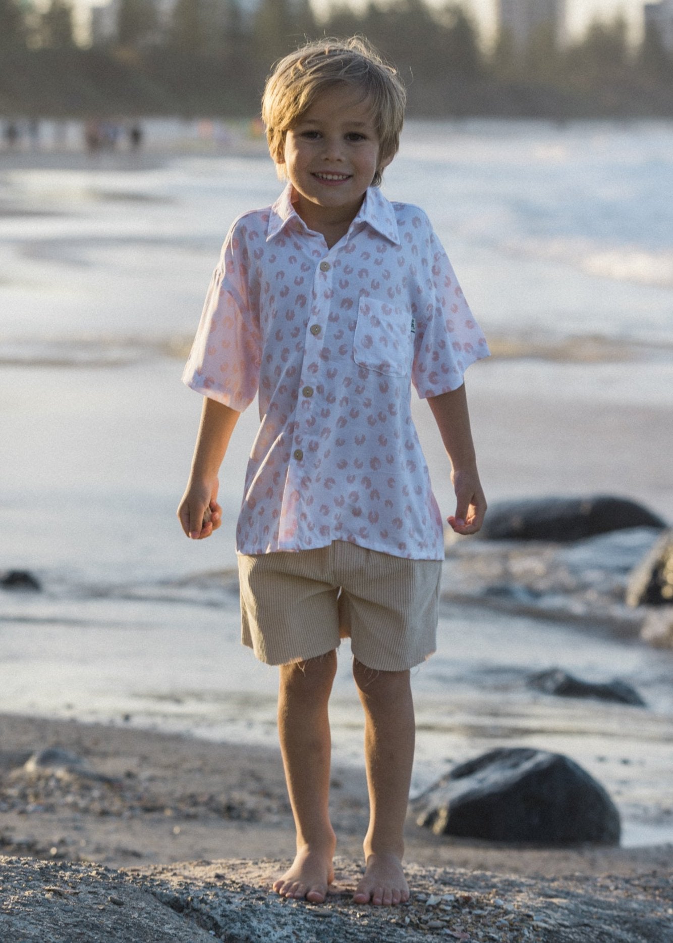 LEOPARD MINI BUTTON UP PINK - OLAS SUPPLY CO.